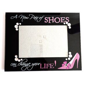 Franz Black Glass Picture Frame with Bling "A New Pair of Shoes"